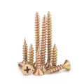 Yellow Zinc Coated M3.5 M4 Countersunk Flat Head Wood Screw M5 Phillips Chipboard Self Tapping Screw